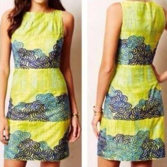 Anthropologie Maeve “Tabitha” Green and Blue Embroidered Dress - Women’s Size 2 - Picture 10 of 11